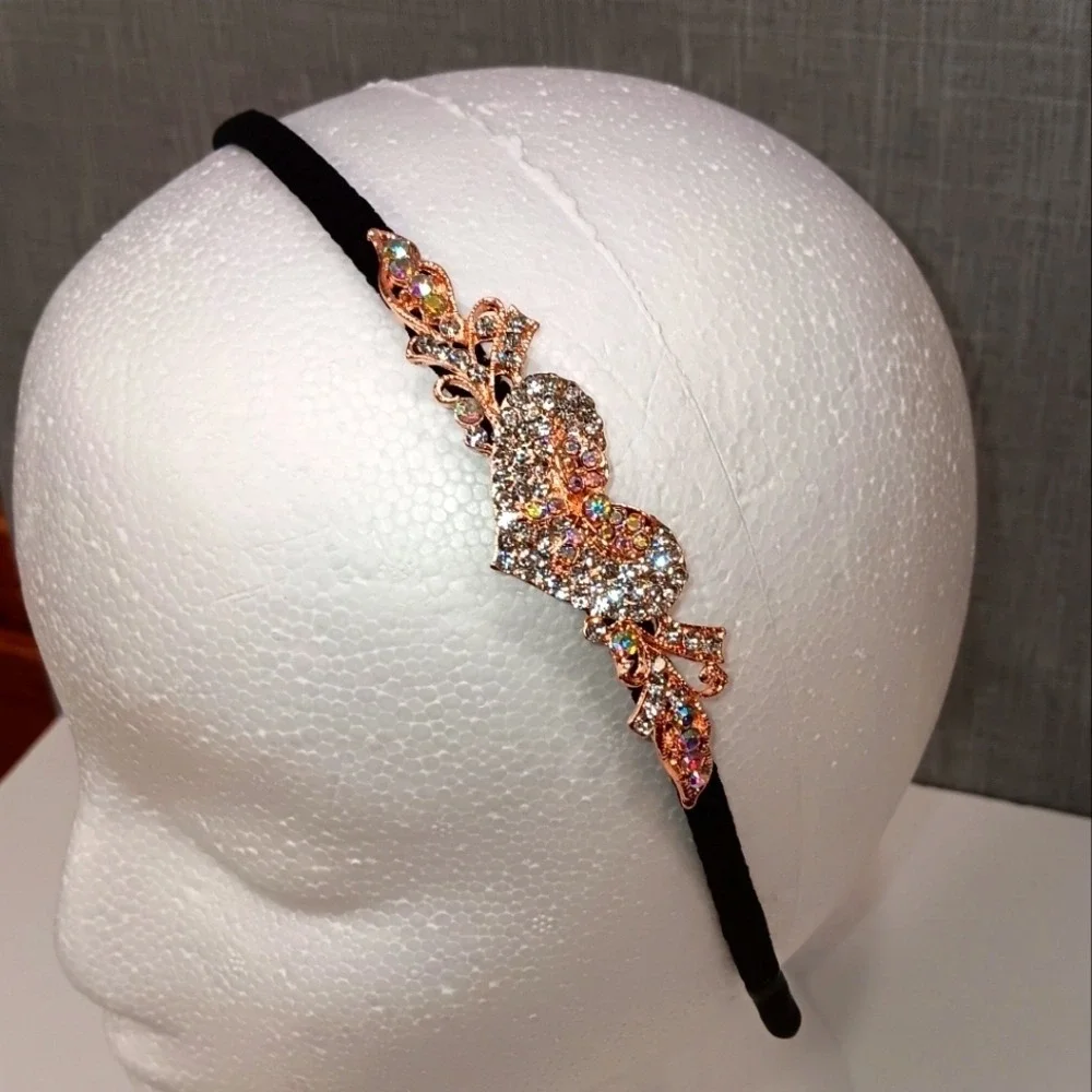 Sparkly Rhinestone Heart Headband Bridal Wedding‎ Guest Glam Fairycore Boho Chic